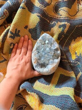 Celestite Crystal Geode Decorative Accent - Light Blue